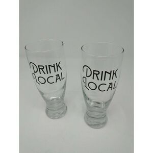 Drink Local Pub Glass Lot Of 2 14.5oz Each